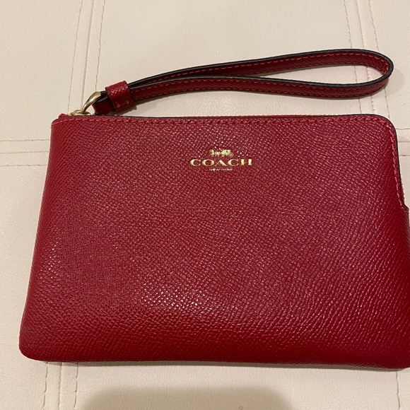 Coach Corner Zip Wristlet - Red - Picture 2 of 7